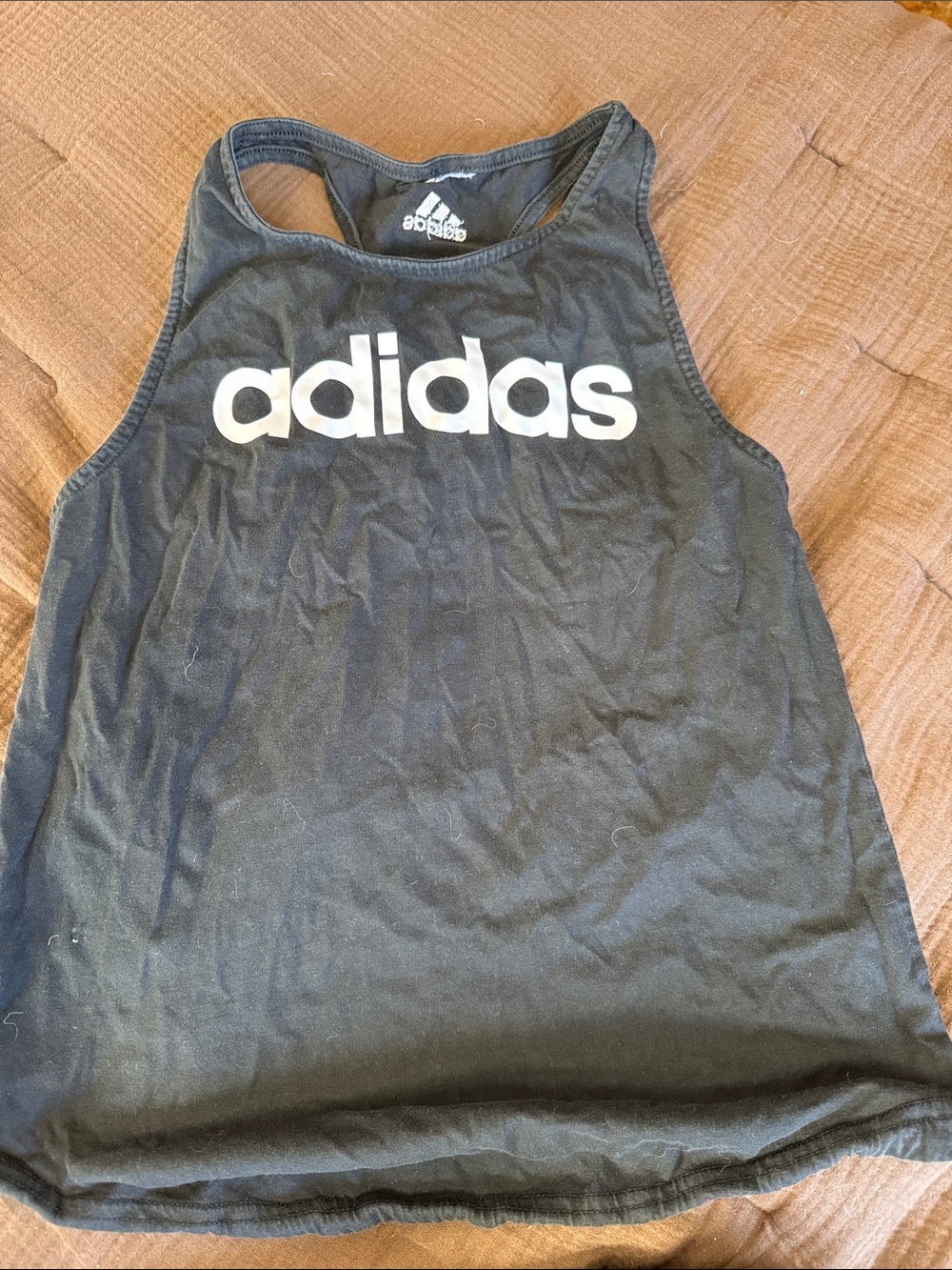 adidas Black Tank Top with White Logo